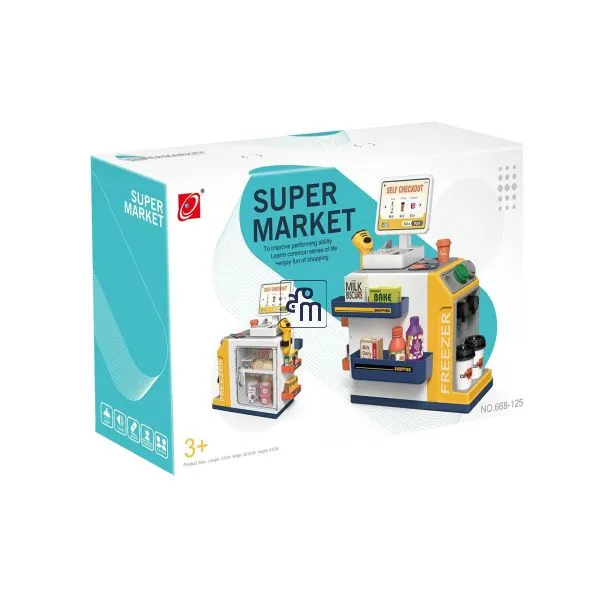Cash Register Playset with 48pcs – Kids Pretend Money, Scanner & Food – 668-125  