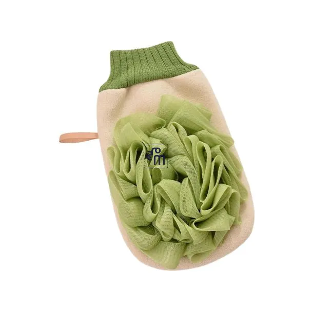 2 in 1 Exfoliating Shower Glove with Loofah for Smooth Skin and Blood Circulation