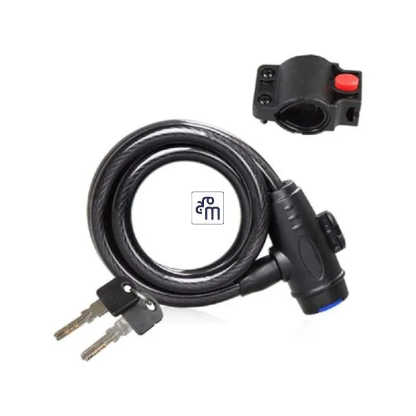 Multipurpose Cable Key Lock for Bicycles, Helmets & Scooters – Assorted Colors with 2 Keys – Model 7026-7