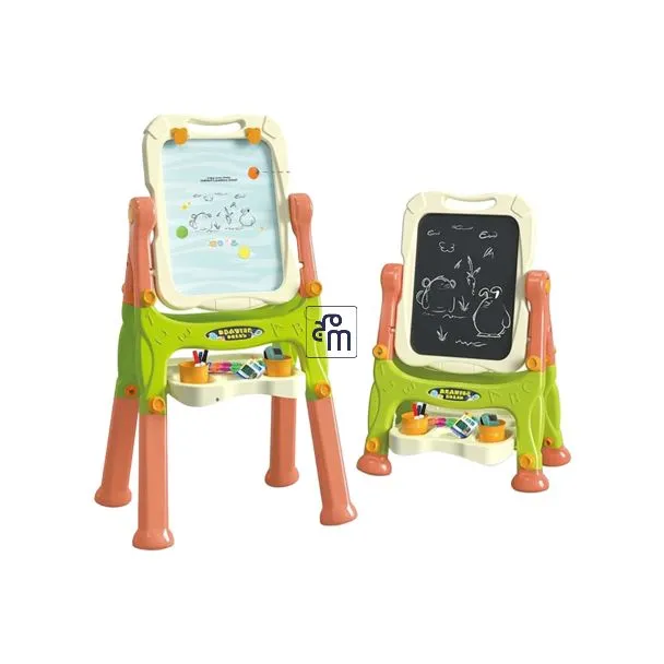 Standing Double-Sided Art Easel – Height Adjustable with Puzzle & Drawing Features – Orange – 877  