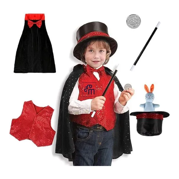 Magician Costume Set for Kids – Magic Outfit with Accessories for Pretend Dress-Up – SKU 09104