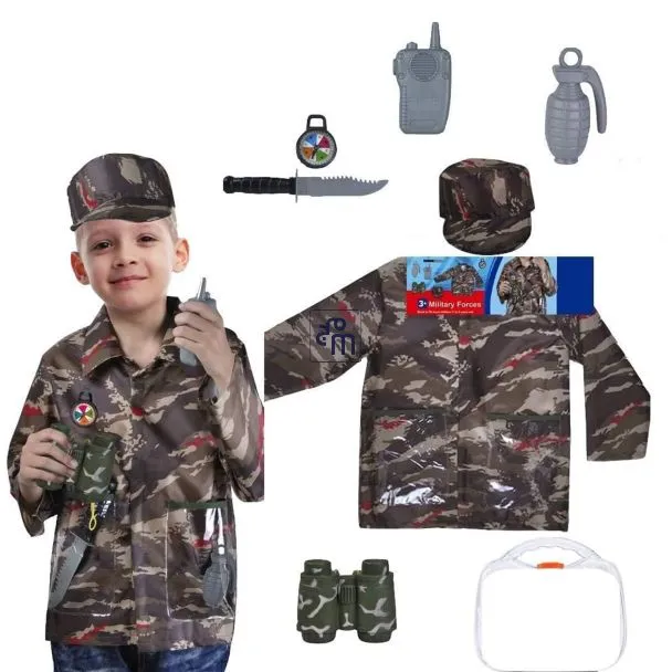 Boys Military Forces Costume with Toy Gun – Kids Pretend Army Dress-Up Outfit (3-8 Years) – SKU 0953-4