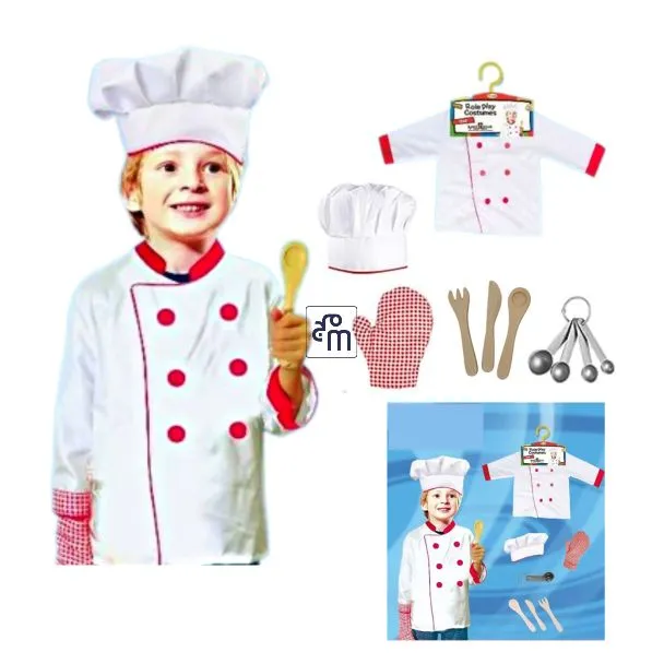 Kids Chef Costume – White Kitchen Uniform Dress-Up Outfit for Pretend Play – Unisex – SKU 0988-3