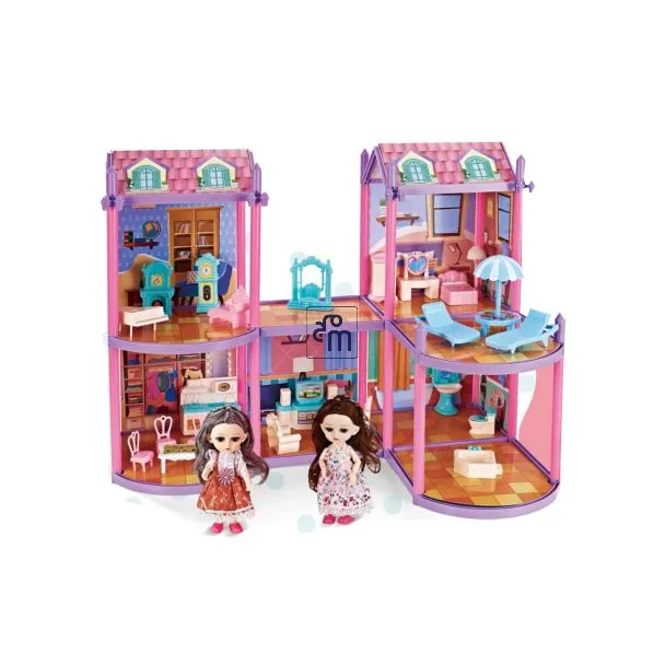 Mini Dollhouse with Furniture & Accessories – Creative Pretend Play Set – ABL 1001  