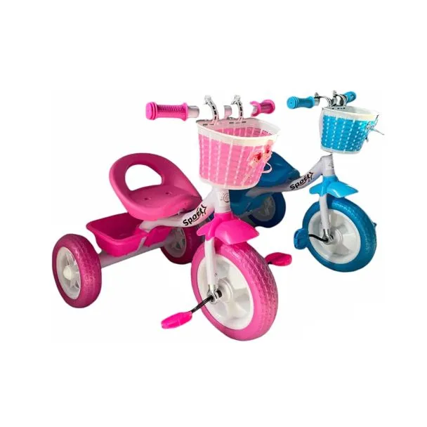 Lovely Baby Kids Tricycle with Front & Rear Baskets – Plug-N-Play Design – 816
