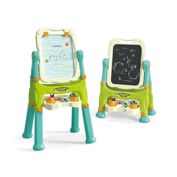 Vertical Art Easel with Puzzle & Drawing Board – Green Edition – 877  