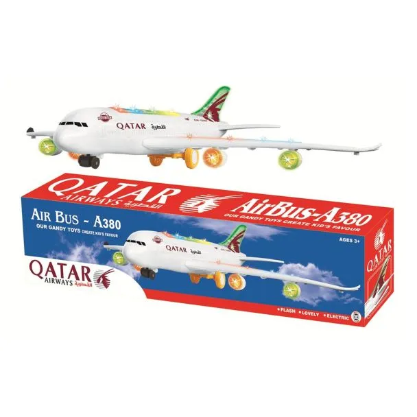 Qatar Airways Die-Cast Plane Model with LED Lights – A380-200QT  