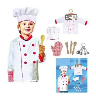 Kids Chef Costume – White Kitchen Uniform Dress-Up Outfit for Pretend Play – Unisex – SKU 0988-3