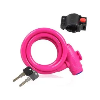Multipurpose Cable Key Lock for Bicycles, Helmets & Scooters – Assorted Colors with 2 Keys – Model 7026-7