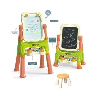 Standing Double-Sided Art Easel – Height Adjustable with Puzzle & Drawing Features – Orange – 877  