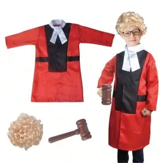 Judge Role Play Costume for Kids – Includes Wig & Hammer – Fun Pretend Play Outfit – SKU 09107