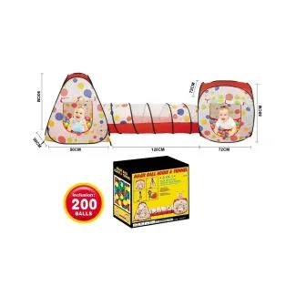 3-in-1 Play Tent Set with 200 Balls (7cm) – Indoor/Outdoor – 995-7036A  