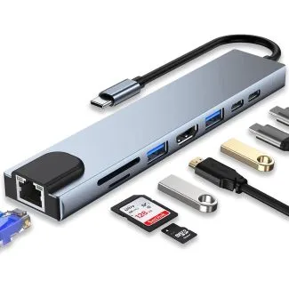 8 in 1 USB C Hub 4K HDMI 100W PD SD Reader