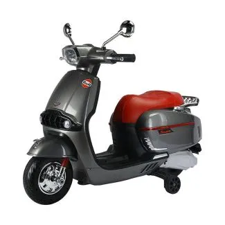 Gulf Vespa-Style Ride-On Bike for Kids – Big Size, 2 Motors, Silver (T08)